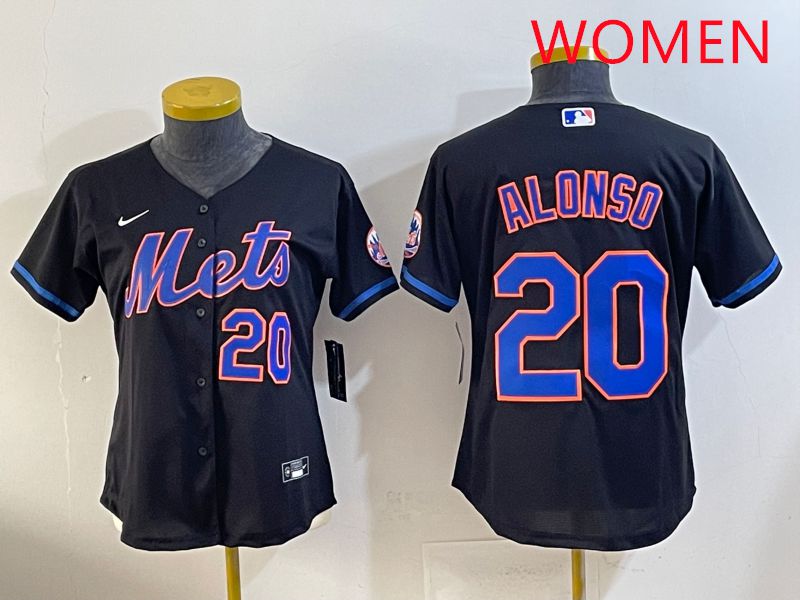 Women 2025 New York Mets #20 Alonso Black Game Nike MLB Jersey style 10
